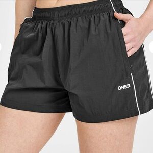 Oner Active Oversized Piped Woven Black Track Shorts Medium
